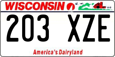 WI license plate 203XZE