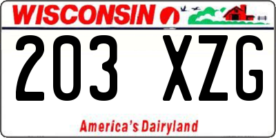 WI license plate 203XZG