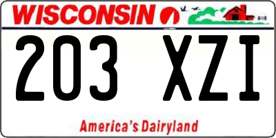 WI license plate 203XZI
