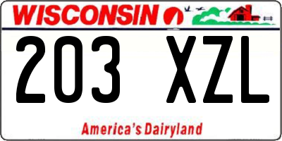 WI license plate 203XZL