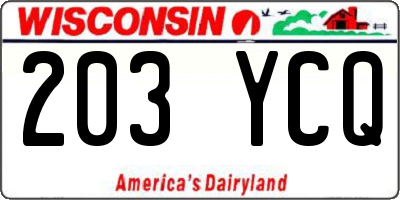 WI license plate 203YCQ