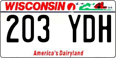 WI license plate 203YDH