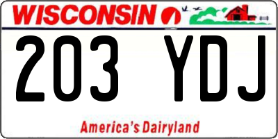 WI license plate 203YDJ