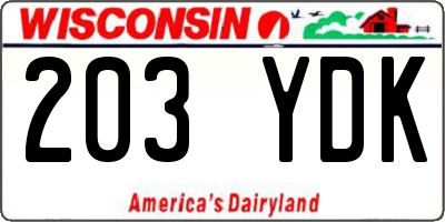 WI license plate 203YDK