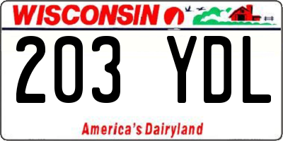 WI license plate 203YDL