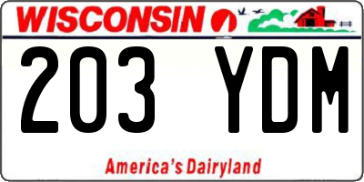 WI license plate 203YDM