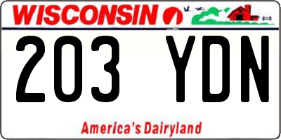 WI license plate 203YDN