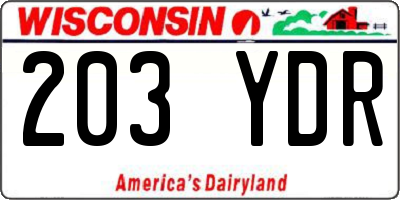 WI license plate 203YDR