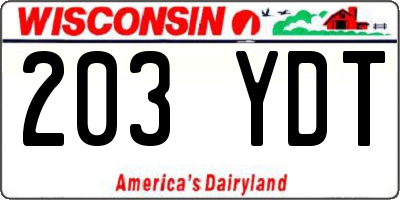 WI license plate 203YDT