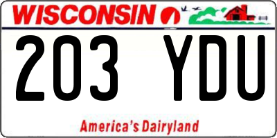 WI license plate 203YDU