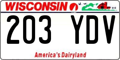 WI license plate 203YDV