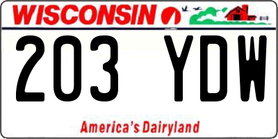 WI license plate 203YDW
