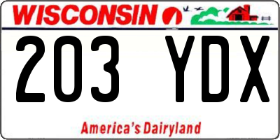 WI license plate 203YDX