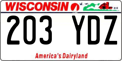 WI license plate 203YDZ