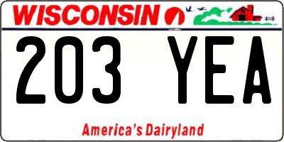 WI license plate 203YEA