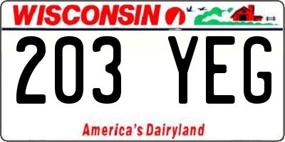 WI license plate 203YEG