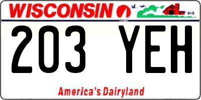 WI license plate 203YEH