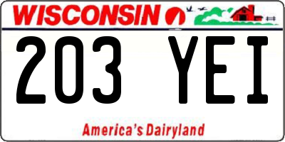 WI license plate 203YEI