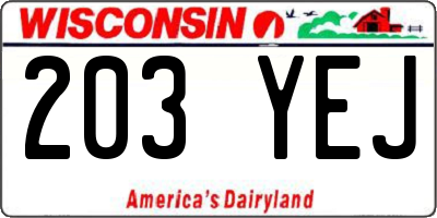 WI license plate 203YEJ