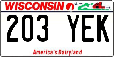WI license plate 203YEK