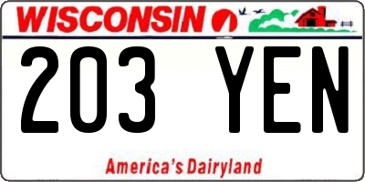WI license plate 203YEN