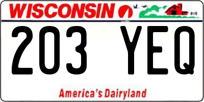 WI license plate 203YEQ