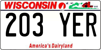 WI license plate 203YER