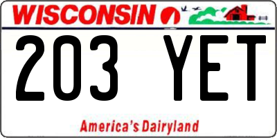 WI license plate 203YET