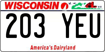 WI license plate 203YEU