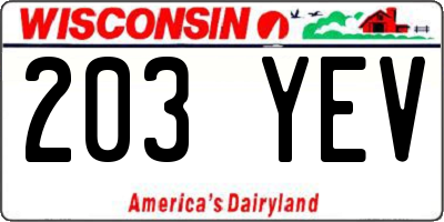 WI license plate 203YEV