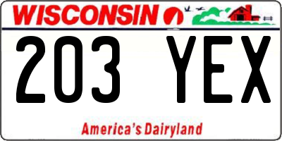 WI license plate 203YEX