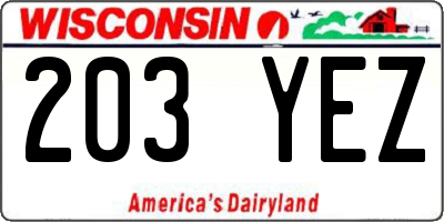 WI license plate 203YEZ