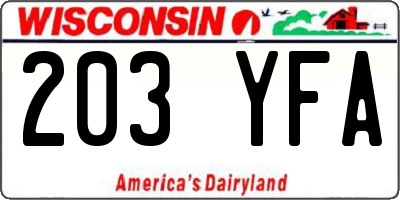 WI license plate 203YFA