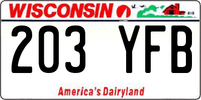WI license plate 203YFB