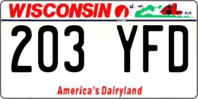 WI license plate 203YFD