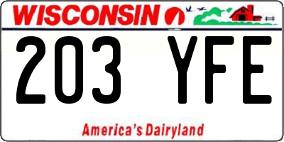 WI license plate 203YFE