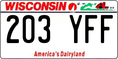 WI license plate 203YFF