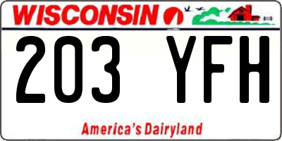 WI license plate 203YFH