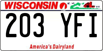 WI license plate 203YFI