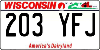 WI license plate 203YFJ