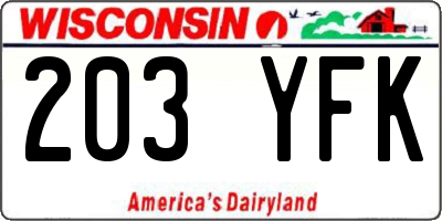 WI license plate 203YFK