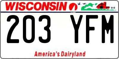WI license plate 203YFM
