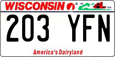 WI license plate 203YFN