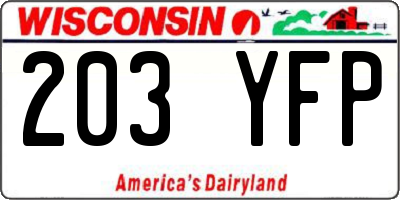 WI license plate 203YFP