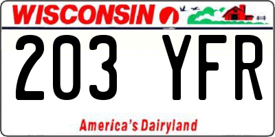 WI license plate 203YFR