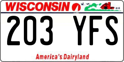 WI license plate 203YFS