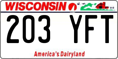 WI license plate 203YFT