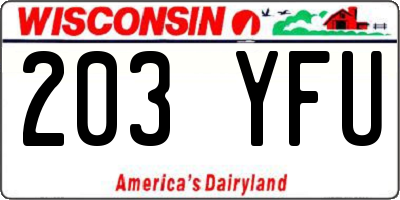 WI license plate 203YFU
