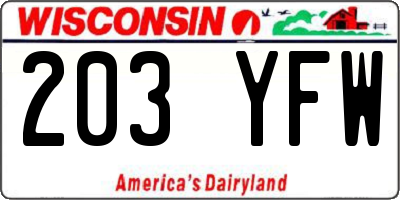 WI license plate 203YFW