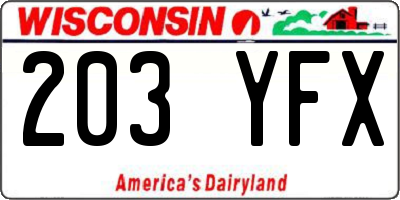 WI license plate 203YFX